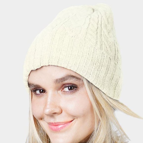 NEW Women's Cozy Warm Cable Knit Cuffed Classic Beanie Hat Mint, Gray, Ivory 1pc - Picture 8 of 14